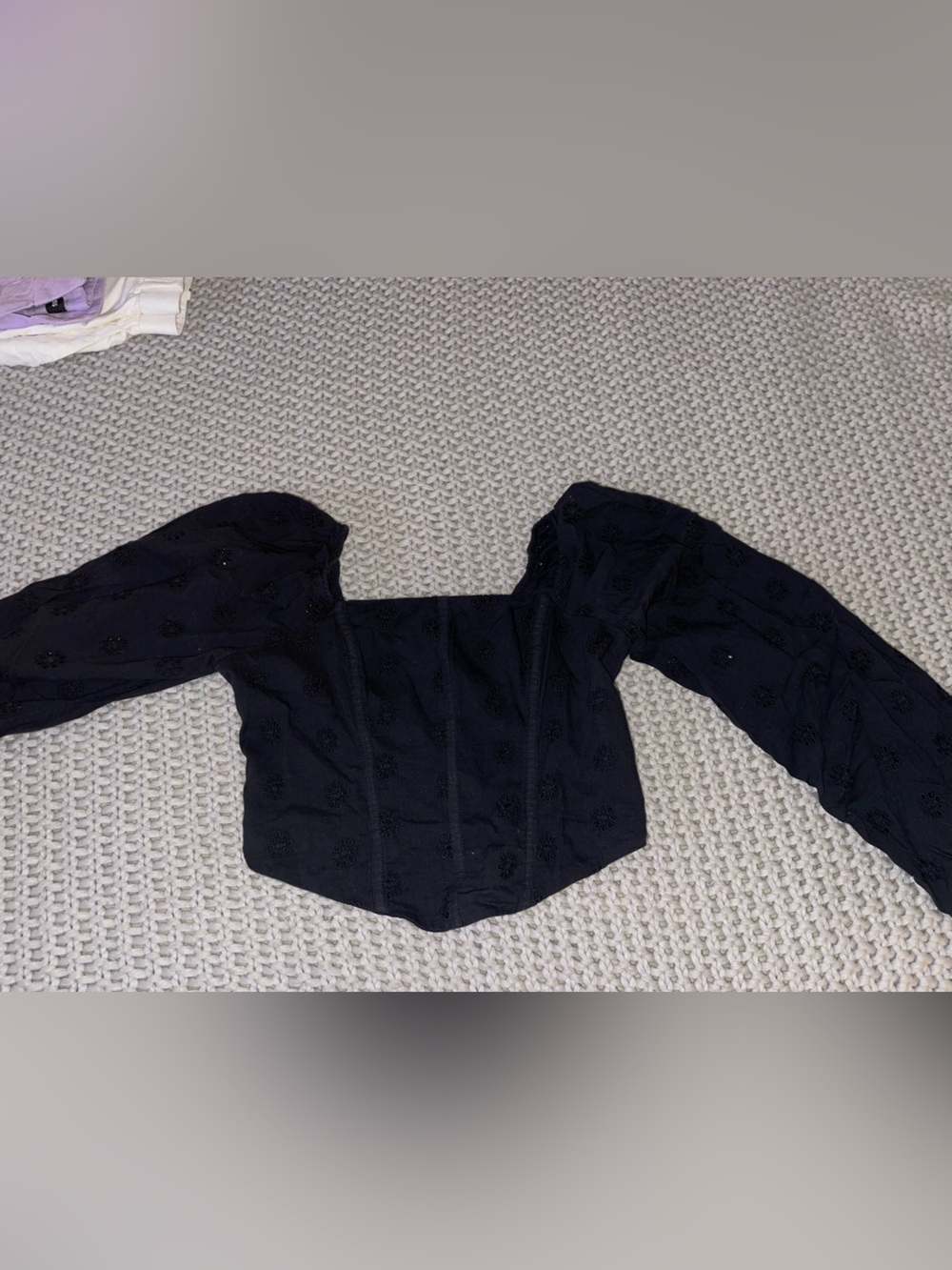 Hollister Black Smocked Off-Shoulder Top